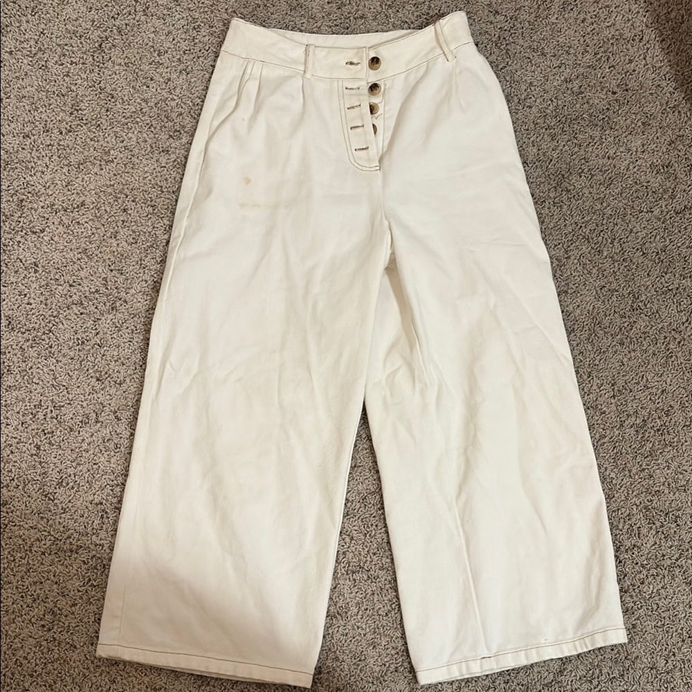 Cream Wide-Leg Pants